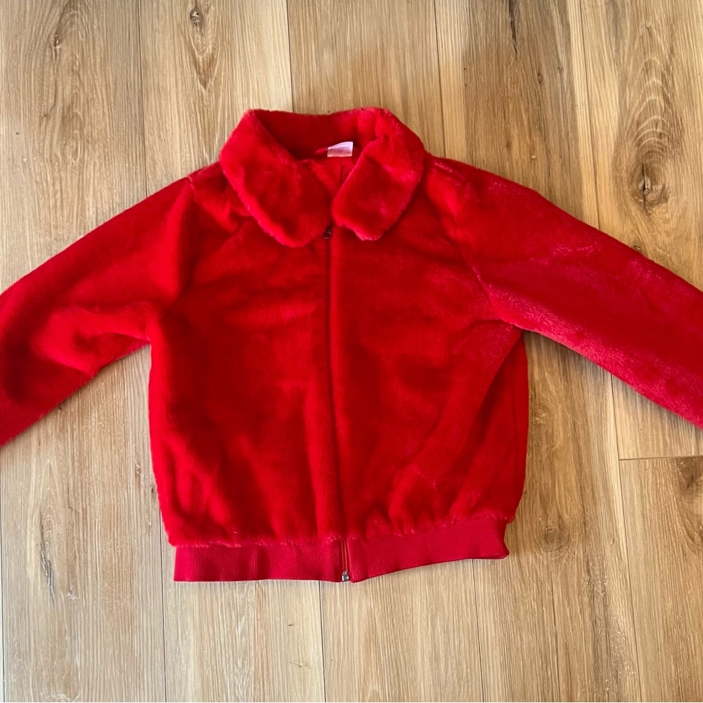 Hanna Andersson Red Faux Fur Coat Jacket Girls Size 12 – Like New